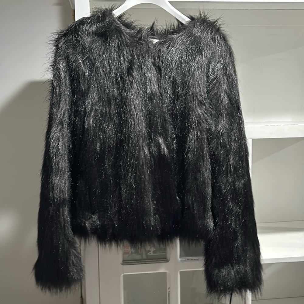 NWT Altuzarra Black Fuzzy Coat in Size L/G